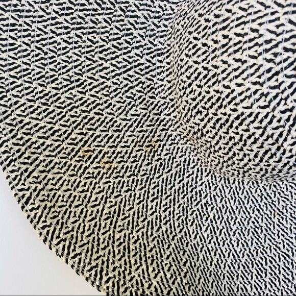 J CREW Black White Grey Woven Floppy Wide Brim Sun Hat Vacation Beach Summer - Picture 3 of 6